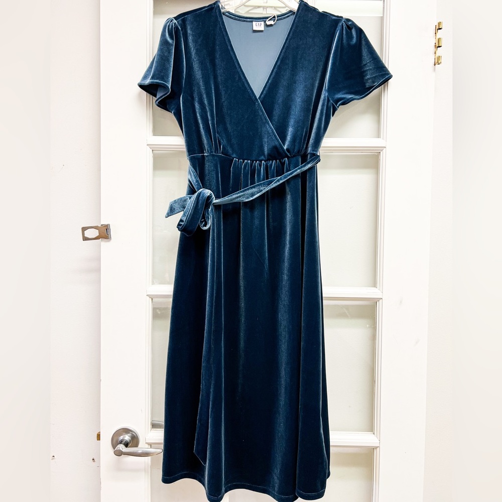Maternity Velvet Faux-Wrap Dress - Picture 4 of 5